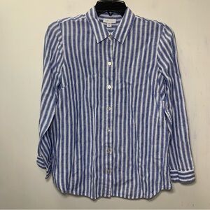 J.Jill love linen striped button down shirt size XS petite